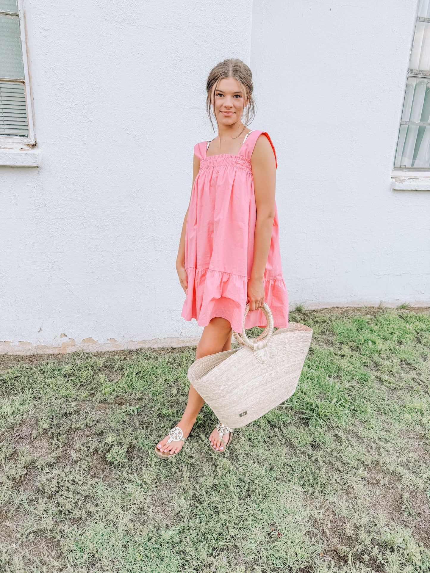 Poolside Pink Mini Dress (100% Cotton)