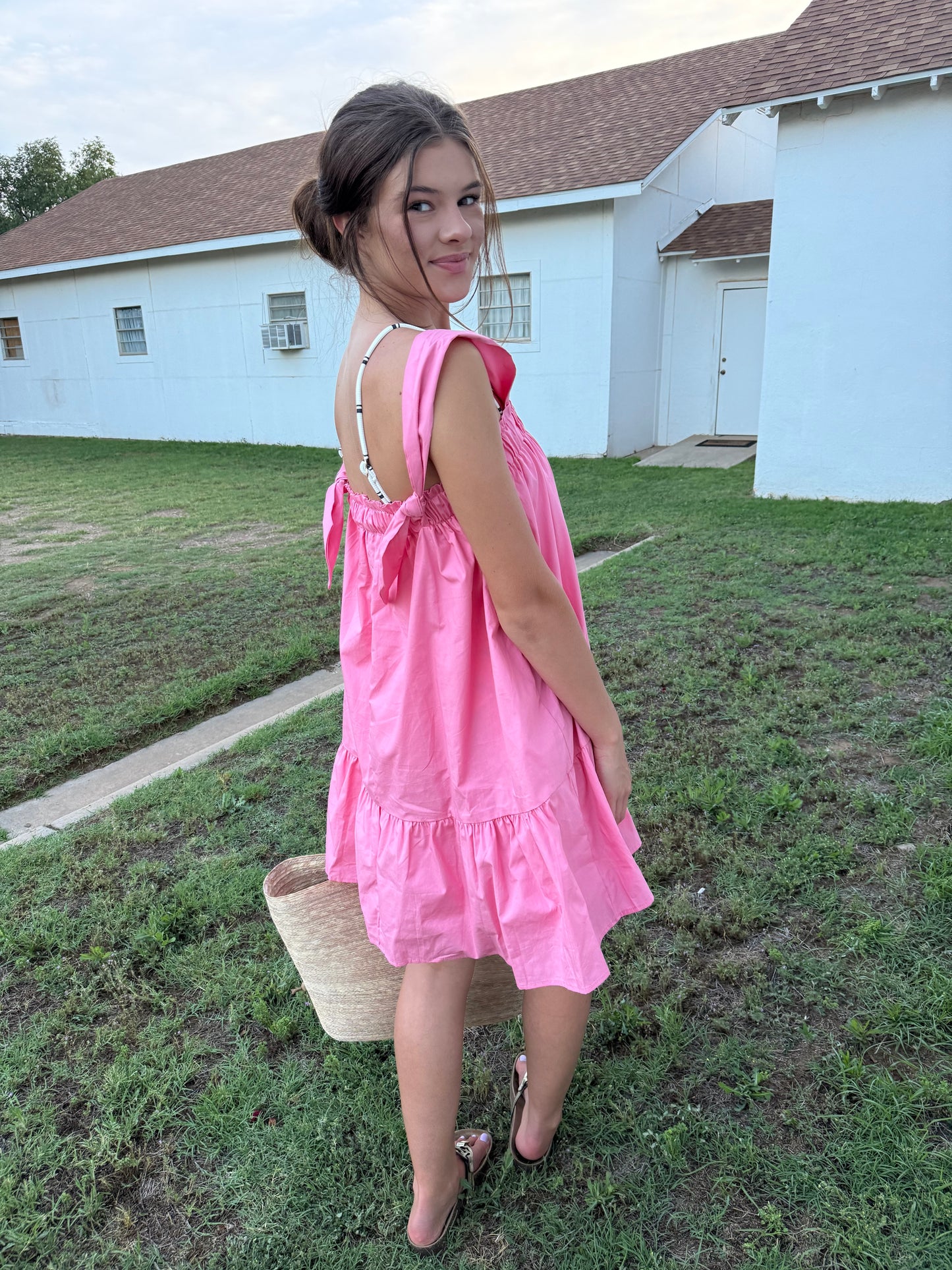 Poolside Pink Mini Dress (100% Cotton)