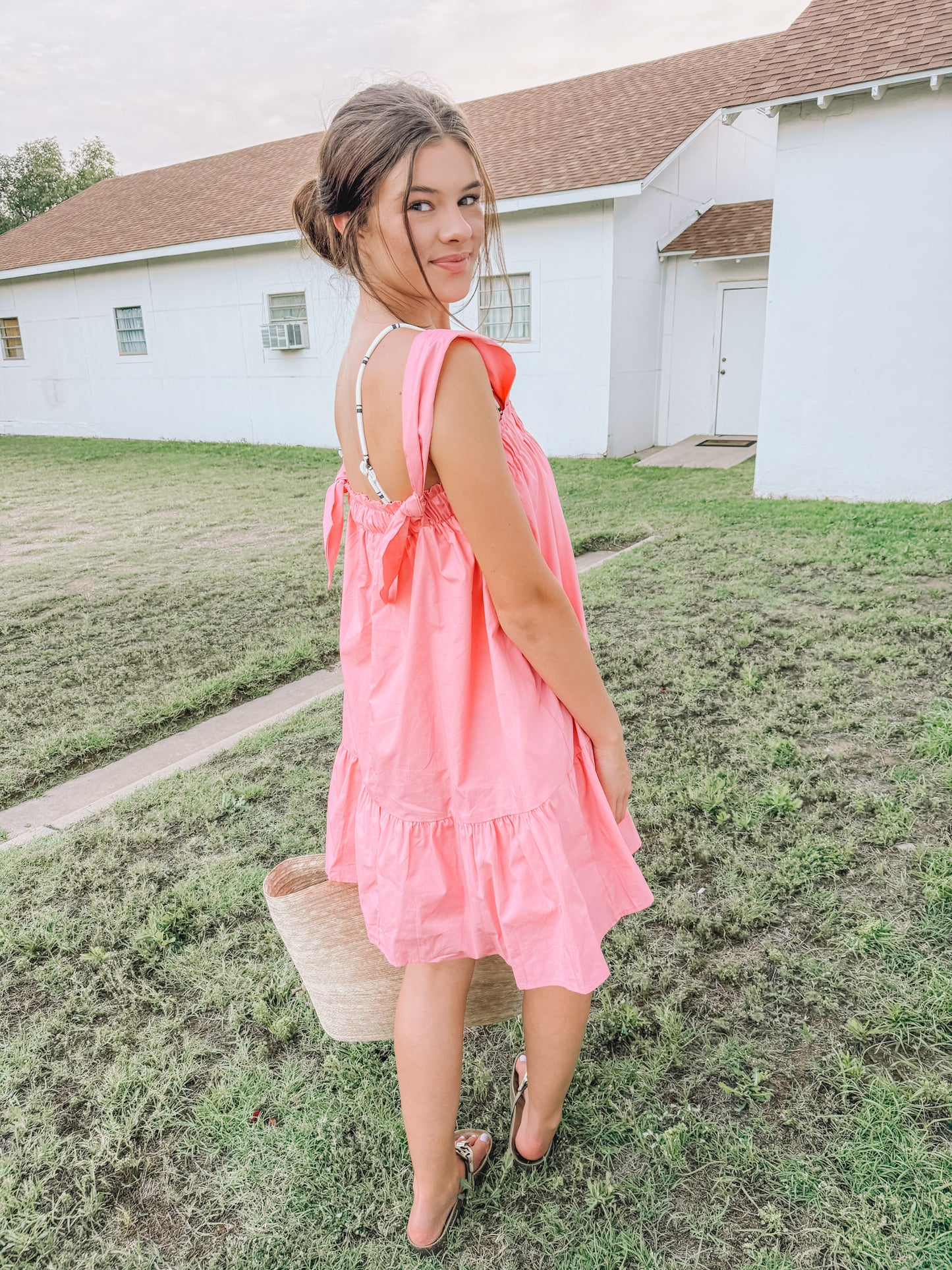 Poolside Pink Mini Dress (100% Cotton)