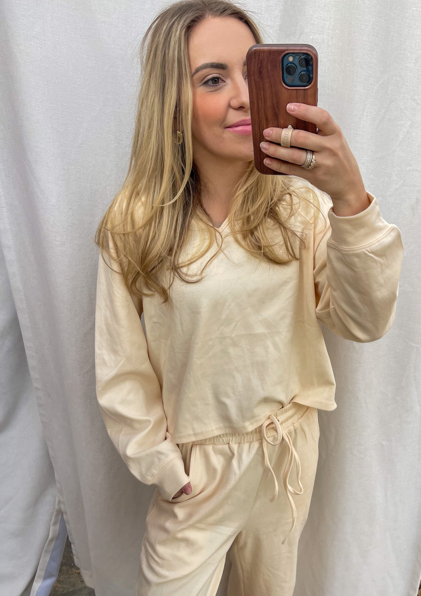 Neutral Peach Sweatshirt and Pants Set