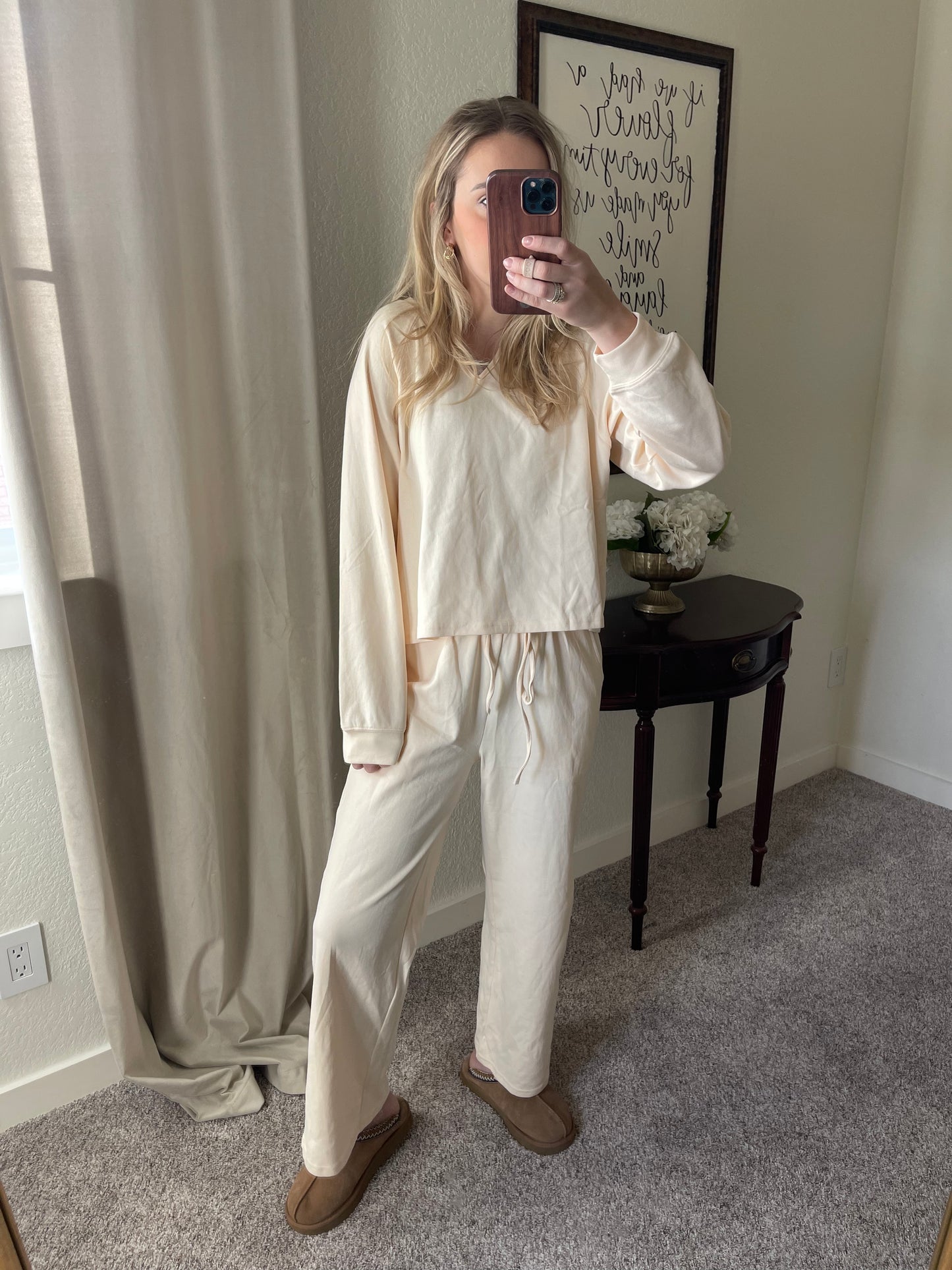 Neutral Peach Sweatshirt and Pants Set
